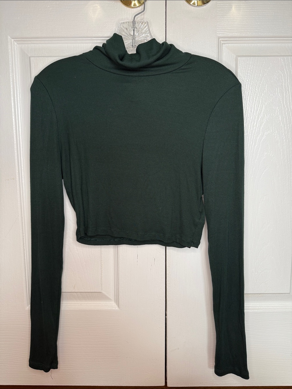 Sunday Best Dark Green Long Sleeve Crop Mock Neck Top